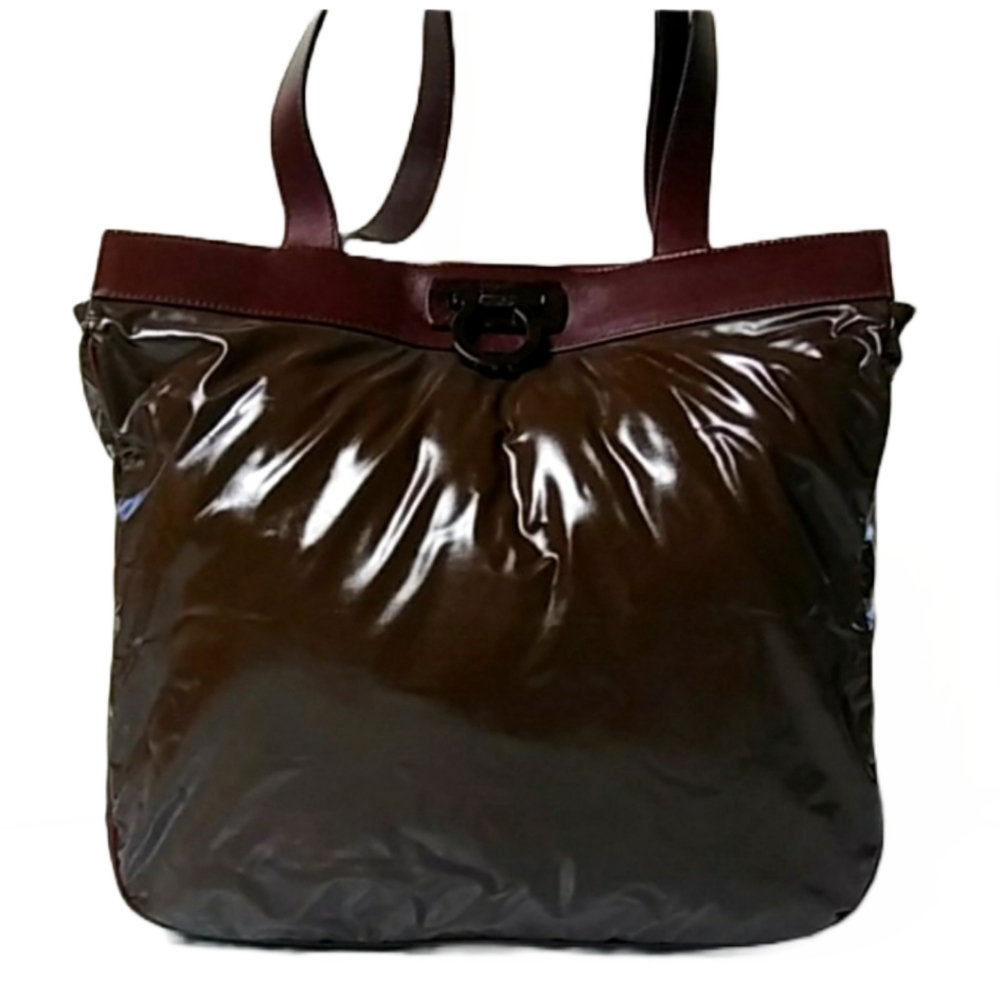 VINTAGE AUTHENTIC SALVATORE FERRAGAMO VINYL TOTE